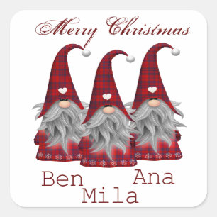 Weiß mit rotem Gnome Quadratischer Aufkleber