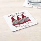 Weiß mit rotem Gnome Rechteckiger Pappuntersetzer (angewinkelt)