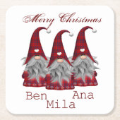 Weiß mit rotem Gnome Rechteckiger Pappuntersetzer (Vorderseite)