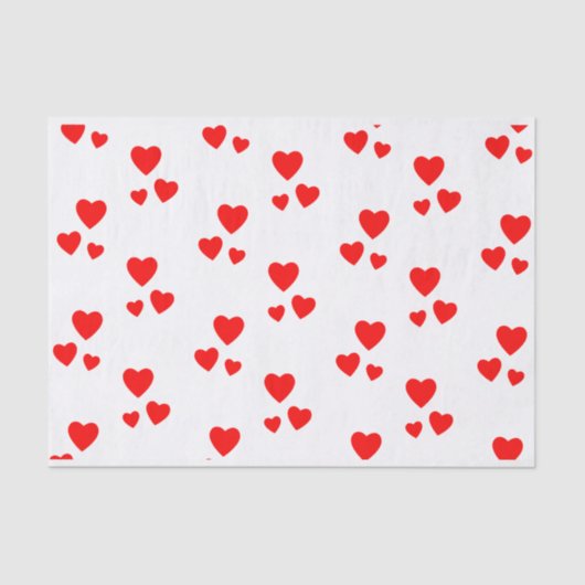 Weiß mit roten Herzen Seidenpapier (Vorderseite)