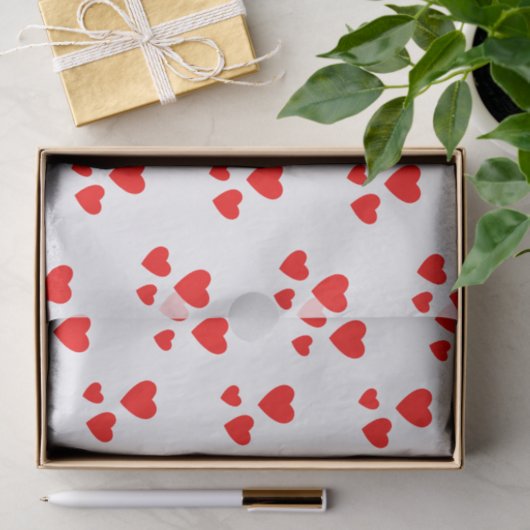 Weiß mit roten Herzen Seidenpapier (Geschenk)