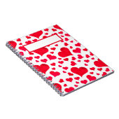 WEISS MIT ROTEN HERZEN SPIRALNOTEBOOK NOTIZBLOCK (Rechte Seite)
