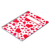 WEISS MIT ROTEN HERZEN SPIRALNOTEBOOK NOTIZBLOCK (Linke Seite)