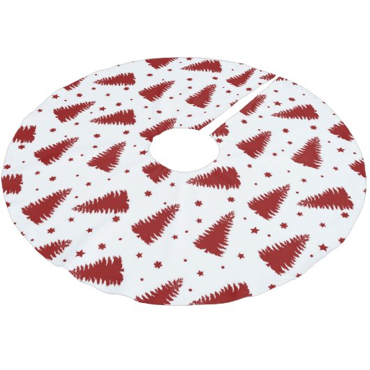 WEISS MIT ROTEN KRISTMAS-BÄUMEN POLYESTER WEIHNACHTSBAUMDECKE (Schrägansicht)