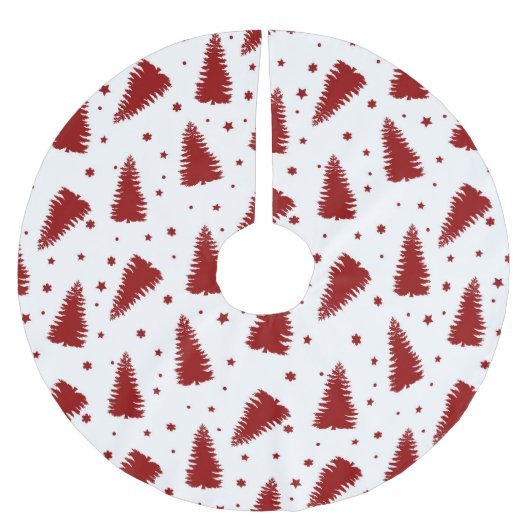 WEISS MIT ROTEN KRISTMAS-BÄUMEN POLYESTER WEIHNACHTSBAUMDECKE (Vorderseite)