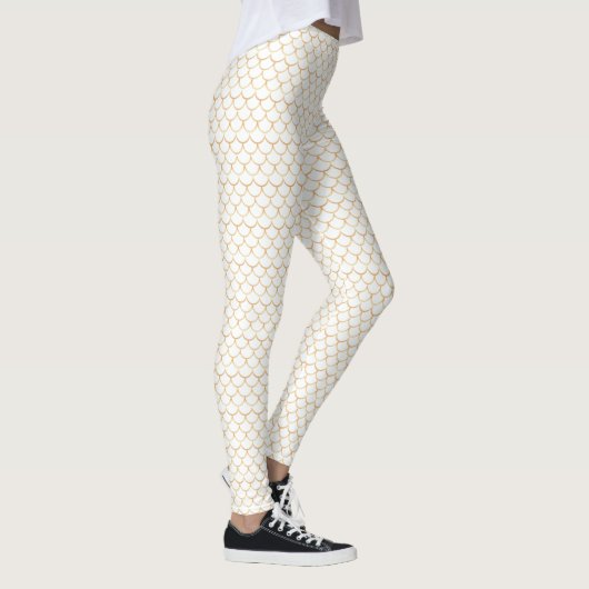 Weiß mit Scallop-Design-Muster Leggings (Rechts)