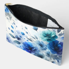 WEISS MIT SCHATTEN BLAUER WASSERFARBEN BLUME ZUBEHÖRTASCHE