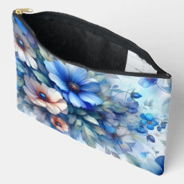 WEISS MIT SCHATTEN BLAUER WASSERFARBEN BLUME ZUBEHÖRTASCHE