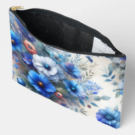 WEISS MIT SCHATTEN BLAUER WASSERFARBEN BLUME ZUBEHÖRTASCHE