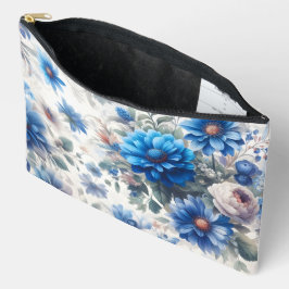 WEISS MIT SCHATTEN BLAUER WASSERFARBEN BLUME ZUBEHÖRTASCHE