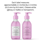 Weiß mit Schwarz-Text-Kosmetik-Etikett 2,5" x 2,5" Aufkleber