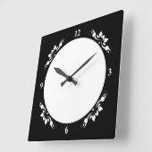 Weiß mit schwarzem Dekor - Persönliche Kunst Quadratische Wanduhr (Winkel)