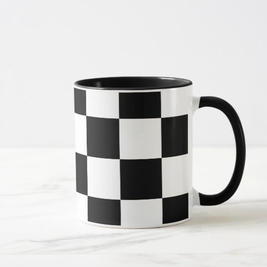 Weiß mit schwarzem Quadrat Muster 11 oz Combo Tasse (Rechts)