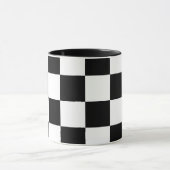 Weiß mit schwarzem Quadrat Muster 11 oz Combo Tasse (Zentrum)