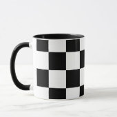 Weiß mit schwarzem Quadrat Muster 11 oz Combo Tasse (Links)