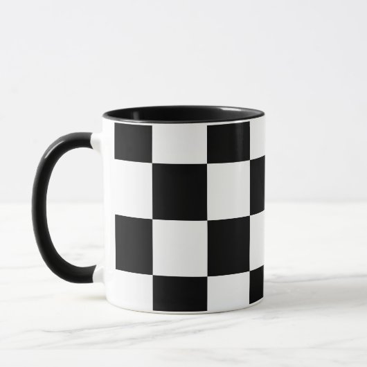 Weiß mit schwarzem Quadrat Muster 11 oz Combo Tasse (Links)