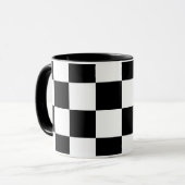 Weiß mit schwarzem Quadrat Muster 11 oz Combo Tasse (Vorderseite Links)