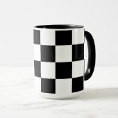 Weiß mit schwarzem Quadrat Muster 15 oz Combo Tasse (VorderseiteRechts)