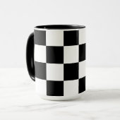 Weiß mit schwarzem Quadrat Muster 15 oz Combo Tasse (Vorderseite Links)