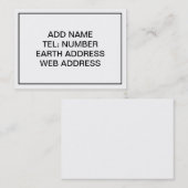 Weiß mit schwarzem Rahmen Visitenkarte (Vorne/Hinten)