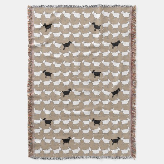 Weiß mit schwarzem Schafspelz werfen Decke (Vorderseite Vertikal)