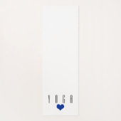 Weiß mit schwarzem Text, blaues Herz Yogamatte (Rückseite)