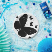 Weiß mit schwarzen Schmetterlingen Custom Chic Par Pappteller (Party)