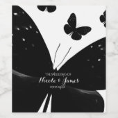 Weiß mit schwarzen Schmetterlingen Party Weinetike Weinetikett (Einzelnes Label)