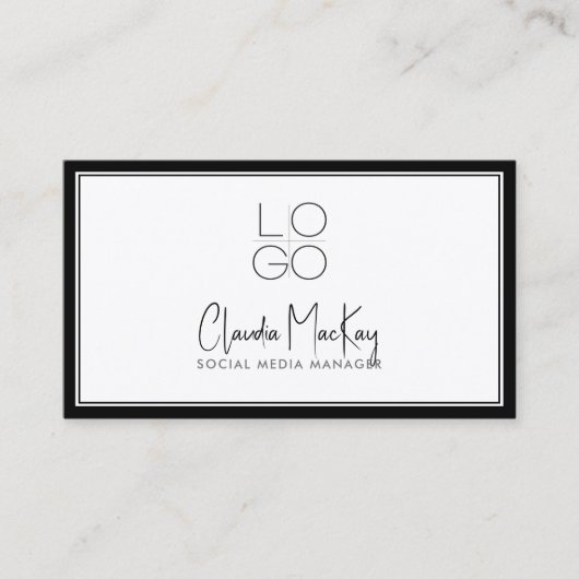 Weiß mit schwarzer Grenze, Schlüsselzeile, Script Visitenkarte (Vorderseite)