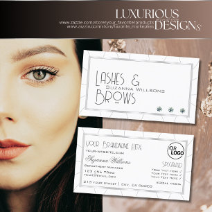 Weiß mit silbernem Rahmen Glitzernde Diamanten und Visitenkarte