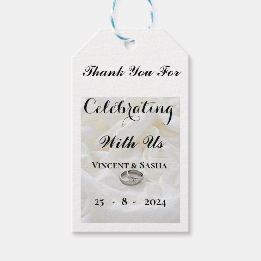 Weiß mit Silver Wedding Rings Geschenkanhänger (Vorderseite)