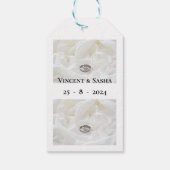 Weiß mit Silver Wedding Rings Geschenkanhänger (Rückseite)