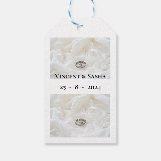 Weiß mit Silver Wedding Rings Geschenkanhänger (Rückseite)