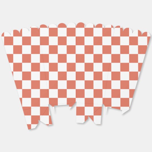 Weiß mit Terracotta Square Muster Popcorn Geschenkschachtel (Ungeklappt)