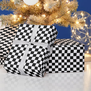 Weiß mit Vollschwarz-Quadrat-Stil Geschenkpapier