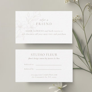 Weiß | Modern Boho Minimal Floral Empfehlungskarte