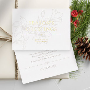 Weiß Moderne Foil Minimal floral Folien Feiertagskarte