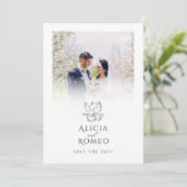 Weiß Moderne Hochzeit des minimalistischen Fotos Save The Date (Stehend Vorderseite)