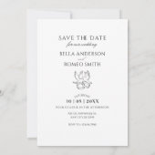 Weiß Moderne Hochzeit des minimalistischen Fotos Save The Date (Rückseite)