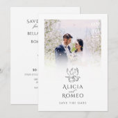 Weiß Moderne Hochzeit des minimalistischen Fotos Save The Date (Vorne/Hinten)