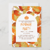 Weiß | Moderne Imitate Glitzer Blätter Halloween Einladung (Vorderseite)