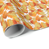 Weiß | Moderne Imitate Glitzer Herbstlemme Geschenkpapier (Rolleneckpunkt)