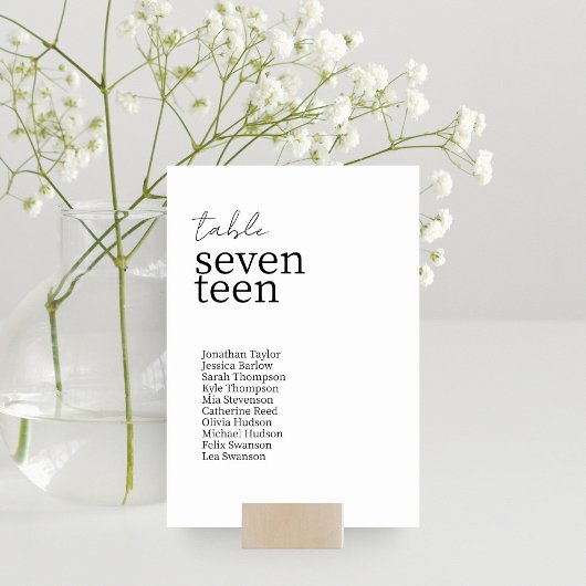 Weiß | Moderne Minimalistische Hochzeit Tischnummer