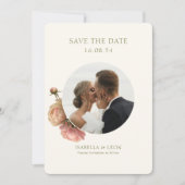 Weiß | Moderne Olive Green Rose Save the Date Einladung (Vorderseite)