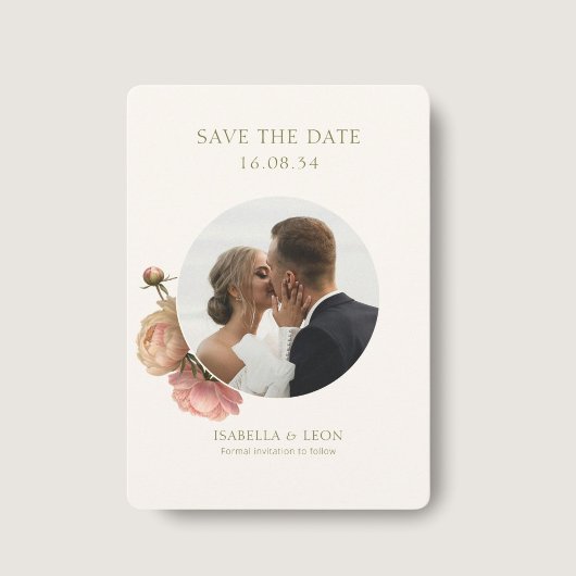 Weiß | Moderne Olive Green Rose Save the Date Einladung