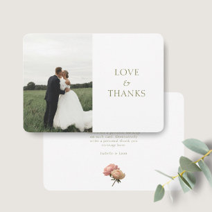 Weiß Moderne Olive Green Rose Wedding Vielen Dan Dankeskarte