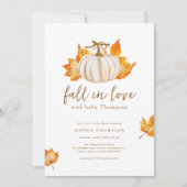 Weiß | Moderner Pupkin-Herbst in Liebe Kinderdusch Einladung (Vorderseite)