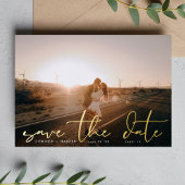 Weiß modernes Foto Das HochzeitGold Save the Date Folieneinladung