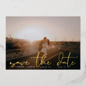 Weiß modernes Foto Das HochzeitGold Save the Date Folieneinladung (Vorderseite)