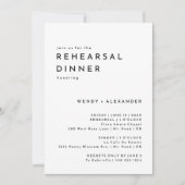 Weiß Modernes, kühnes Hochzeitessen Probe Einladung (Vorderseite)